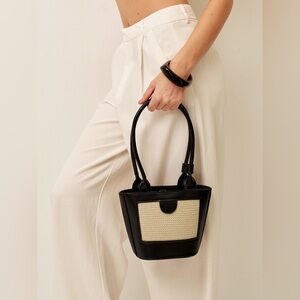 Commense Two-Tone Woven Panel Tote Bag